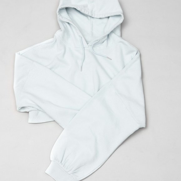 NWT OAK+FORT Cropped Powder Blue Hoodie - Picture 3 of 6
